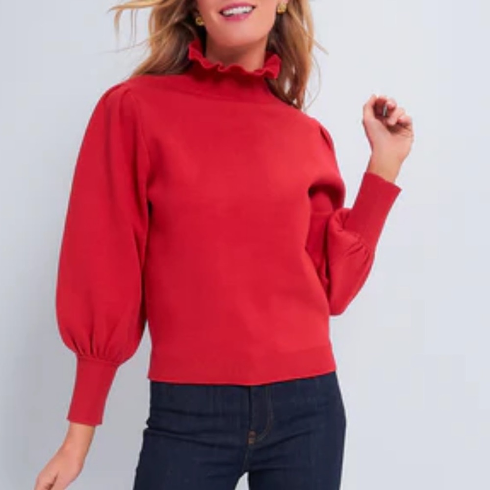 HYACINTH HOUSE
Red Ruffle Collar Raley Sweater